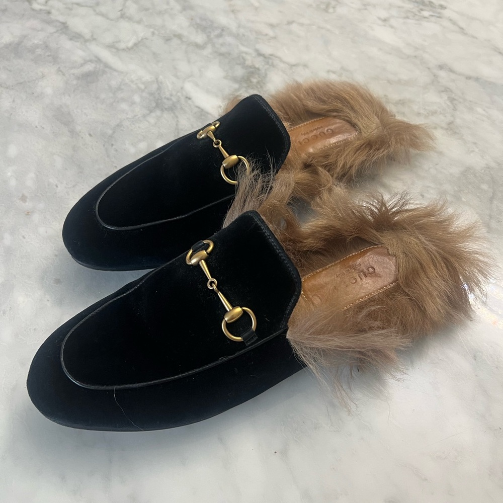 Gucci Women’s Princetown Fur Slippers